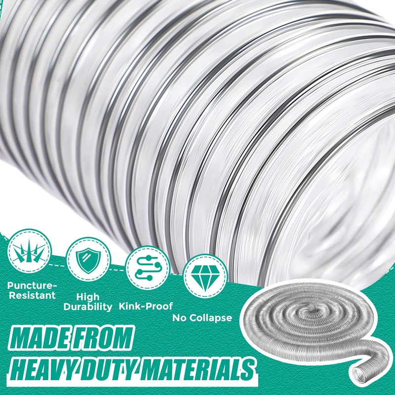 Therwen 4 x 15' Flexible PVC Dust Collection Hose, Heavy