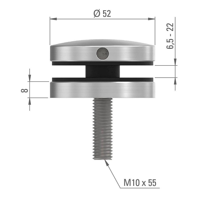 STEINBACHER© Stainless steel glass dot holder, diameter 52 mm, flat