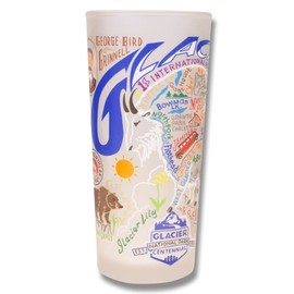 Catstudio Drinking Glass, Glacier Park Frosted Glass Cup for Kitchen, Drinking Glasses, 15oz Dishwasher Safe Tumbler, Glacier National Park