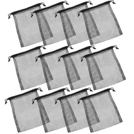ZCLGOOD 12PCS 6x8 Inch Portable Black Nylon Drawstring Bags, Small Mesh Bag, Small Gym Bags Drawstring Organizer for Toys, Sports Storage, Outdoor Travel Stuff, Washing Machine
