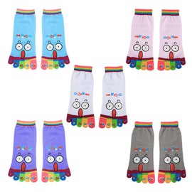 SHIDXIB 5Pcs Cute Fall Winter Stockings Women's Socks Hosiery Expression Pattern Graphic Toe Socks