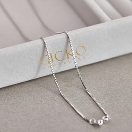 Gicko Box Chain 925 Sterling Silver – Thickness 1 mm – Necklace for Women Pea Chain 925 Sterling Silver, Sterling Silver