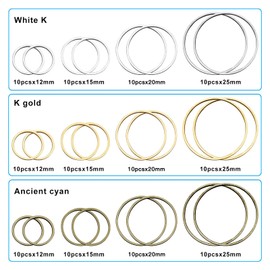 120pcs Earrings Beading Hoop Earring Circle Earrings Findings Hoops Open Bezel Earrings Hoop Earrings for Jewelry Making,DIY Craft,Earring Necklace(K Gold,White K,Ancient Cyan)