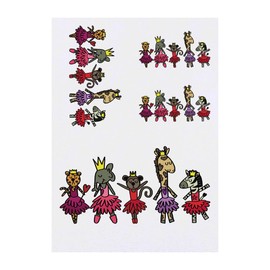 4 x 'Ditsy Dancers Safari Animals' Temporary Tattoos - Water Resistant, Skin-Safe, Non-Toxic Transfers, Mixed Sizes (TO00068532)