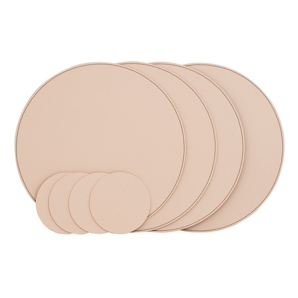 Nikalaz round placemats and coasters from recycled leather, placemats, 4
