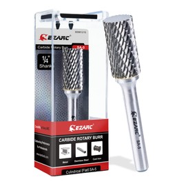 EZARC SA-5 Carbide Burrs with 1/4 Inch Shank - Double Cut Rotary File Cylinder Shape Cutting Cutter Die Grinding Drill Bit for Steel, Metal, Polishing and Engraving