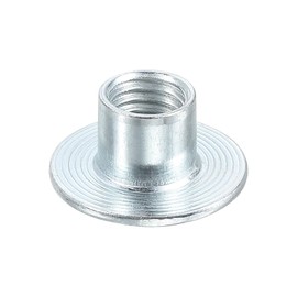sourcing map M10 T-nuts, 24pcs Carbon Steel Tee Nut Round Base Weld Nuts 12mm Height Through Hole Flange Insert Female Thread Plate Nuts, Silver
