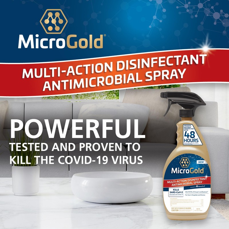 MicroGold Multi-Action Disinfectant Antimicrobial Spray Tested and Proven Effective to