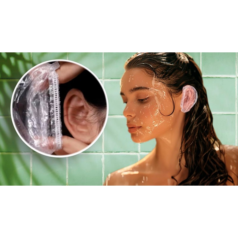 200 Pack Shower, Bathing,Ear Covers Clear Disposable Ear Protectors Waterproof