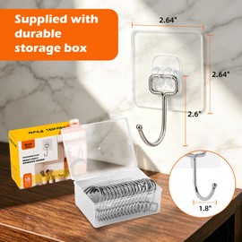 18 Pack Large Adhesive Wall Hooks for Hanging Heavy Duty 44Ib Ninth Five