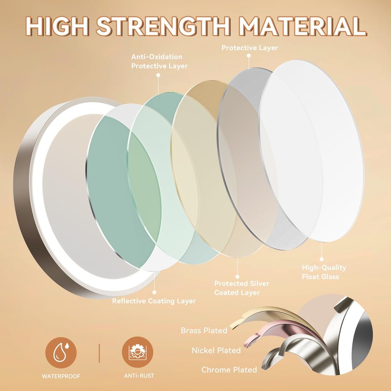 Auxmir 8'' Wall Mounted Lighted Makeup Mirror, 3200mAh Rechargeable Double-Sided