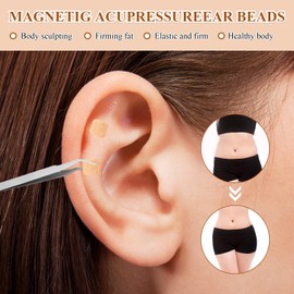 600 Pieces Acupuncture Plasters Ear Seeds Acupressure Pen Acupressure Pen Acupressure Plaster Ear Seeds for Ear Acupuncture Point Massage with 2 Acupuncture Pens 1 Ear Point Chart 1 Tweezers