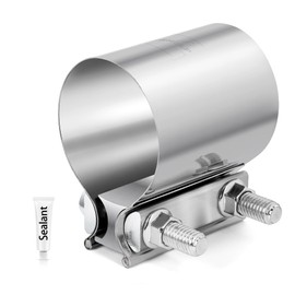 ZEHCLP 1 Pcs 2.0 inch Exhaust Clamp Butt Joint 304 Stainless Steel Band Clamp Sleeve Couple Catalytic Converters，Muffler (1, 2.0 inch)