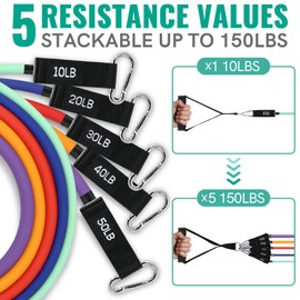 Heavy Resistance Bands Set for Working Out - Exercise Bands With Door Anchor and Handles - Stretch Bands for Fitness, Workout, Ligas Para Hacer Ejercicio