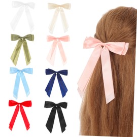 FOMIYES 8pcs Cute Bow Hair Clips for Women and Girls Alligator Clips Colors Ribbon Bows for Hair