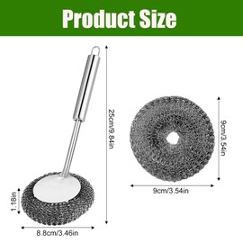 Scourer Stainless Steel Scourer Scourer Scouring Brush with Handle Scouring Pad Steel Wool Kitchen Cleaning Brush for Kitchen Sink Oven Restaurant