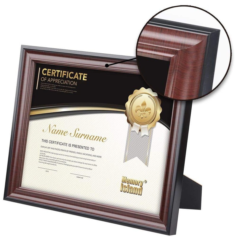 Memory Island 8.5x11 Document frames,Real Glass Fronts, 4 Pack Certificate