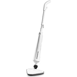 OVENTE Electric Steam Mop Cleaner, 1300W Floor Steamer with Swivel Head, Refillable Water Tank and Washable Microfiber Pad for Cleaning Carpet, Hardwood, Laminate Floor, Tiles and Grout, White ST405W