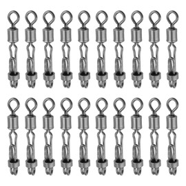 Be In Your Mind Pack of 20 Fishing Swivels Length 29 mm Tensile Strength 44.5 kg Fishing Line Connector for Carp Suitable for Fishing in Freshwater and Saltwater Rolling Swivel Made of Stainless Steel