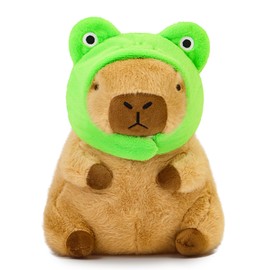 TXDRRA Cute Capybara Soft Plush Animal Toys, Capybara Stuffed Aniamls Toys for Girls Kids Adults Birthdays Valentines Gift (Frog Capibala)