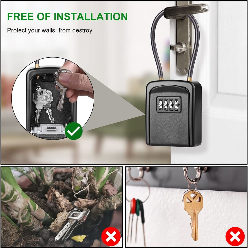 Key Safe, [New Version] [Weatherproof] Diyife Portable Lock Box for