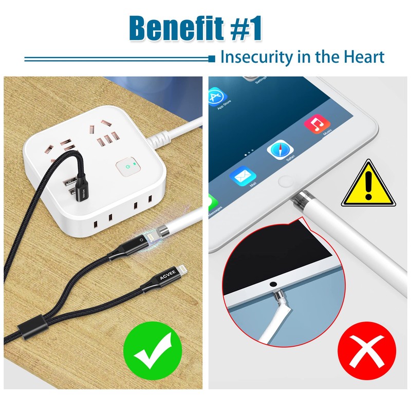 AGVEE 5ft USB-C Male to Lightning Female Charging Pencil Adapter