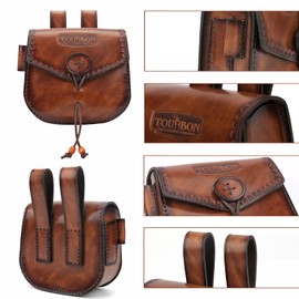 TOURBON Multitool Leather Belt Pouch EDC Fire Starter Holder for Outdoor Camping Survival Hunting