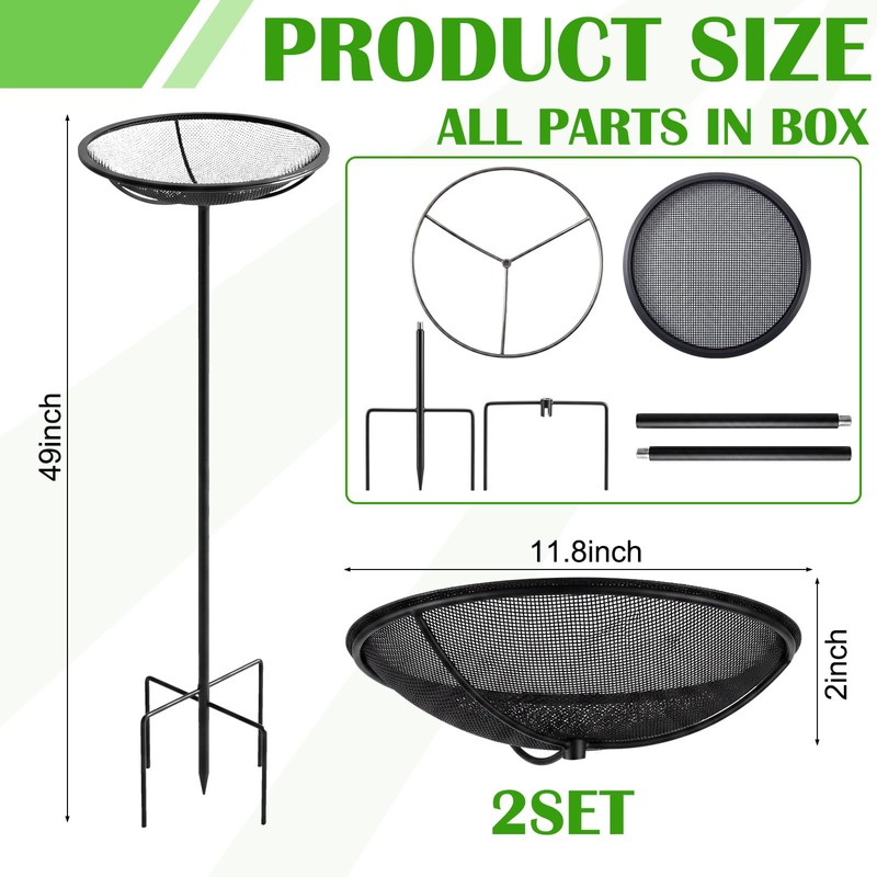 Otoolling 2 Sets Standing Bird Feeder 11.8" Bird Feeder Tray