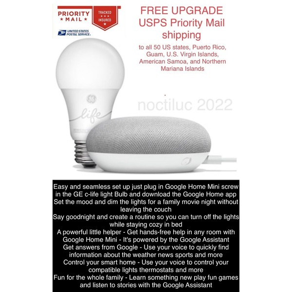 Google 💥FREE SHIP💥Google Smart⭐️Home Mini Assistant Smart Light Kit-Chalk GA00518-US