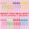 24 Reusable Glitter Heart Drinking Straws,Bachelorette Children's Day Decor