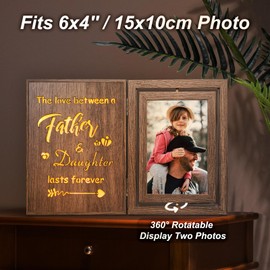 Father Daughter Light Up Picture Frame Fathers Day Birthday Gifts for Dad from Daughter, Holds 2 4x6 Photos