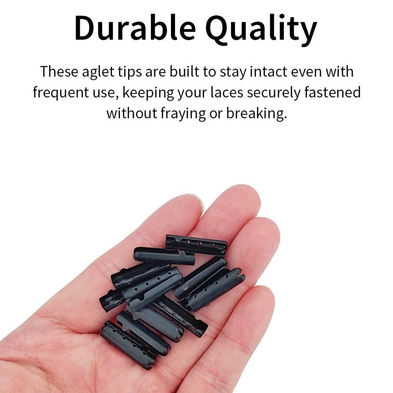 15PCS Aglets for Shoelaces 4x23mm Matt Black Metal Shoe Lace