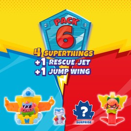Superthings Rescue Force Series - Pack of 6 Includes 4 SuperThings (1 Rare Silver Captain), 1 Rescue Jet and 1 Jump Wing 5/6