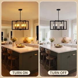 LUMLLSAJI 6-Light Modern Black Chandeliers for Dining Room, Geometric Metal Farmhouse Chandelier, Adjustable Pendant Light for Living Room, Kitchen, Foyer