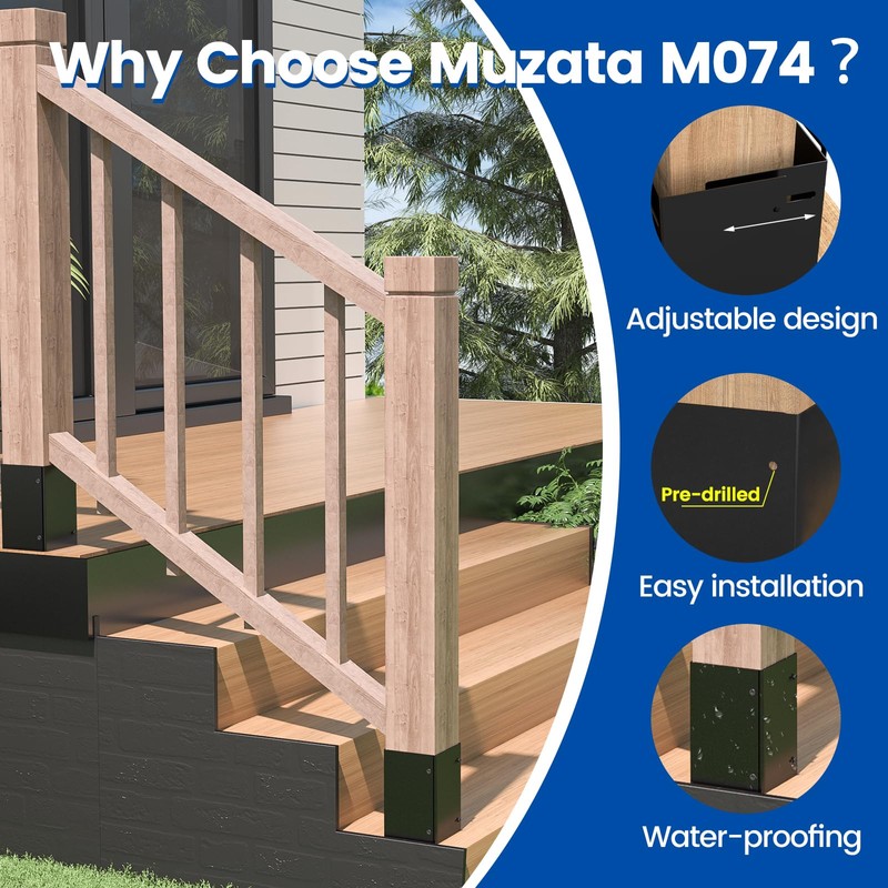 Muzata 4Pack Adjustable Fence Post Protector Range 3.5" to 6"