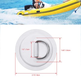 Hezhou Pack of 4 D-ring pad patches for gluing, D-ring with eye plate, mounting hooks for gluing, for dinghy, paddle board, sup board, surfboard, canoe, rafting accessories, no glue included (without