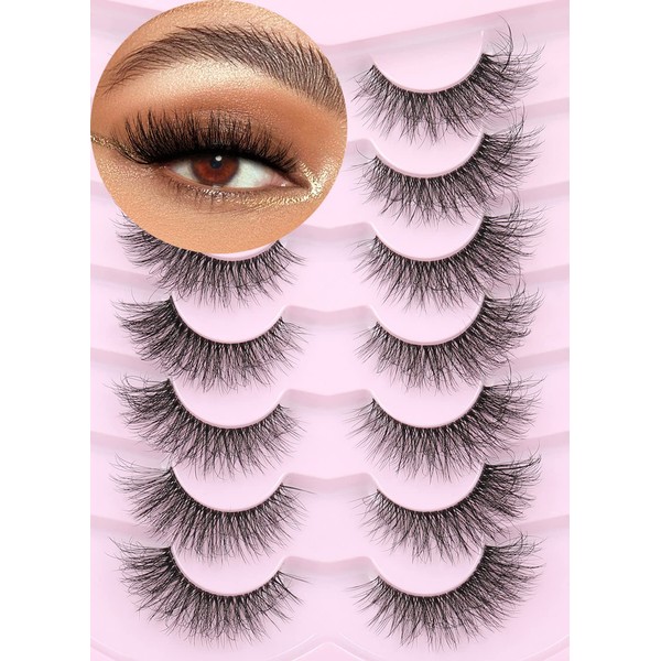 Kiromiro False Eyelashes Clear Band Faux Mink Lashes Fluffy 16mm