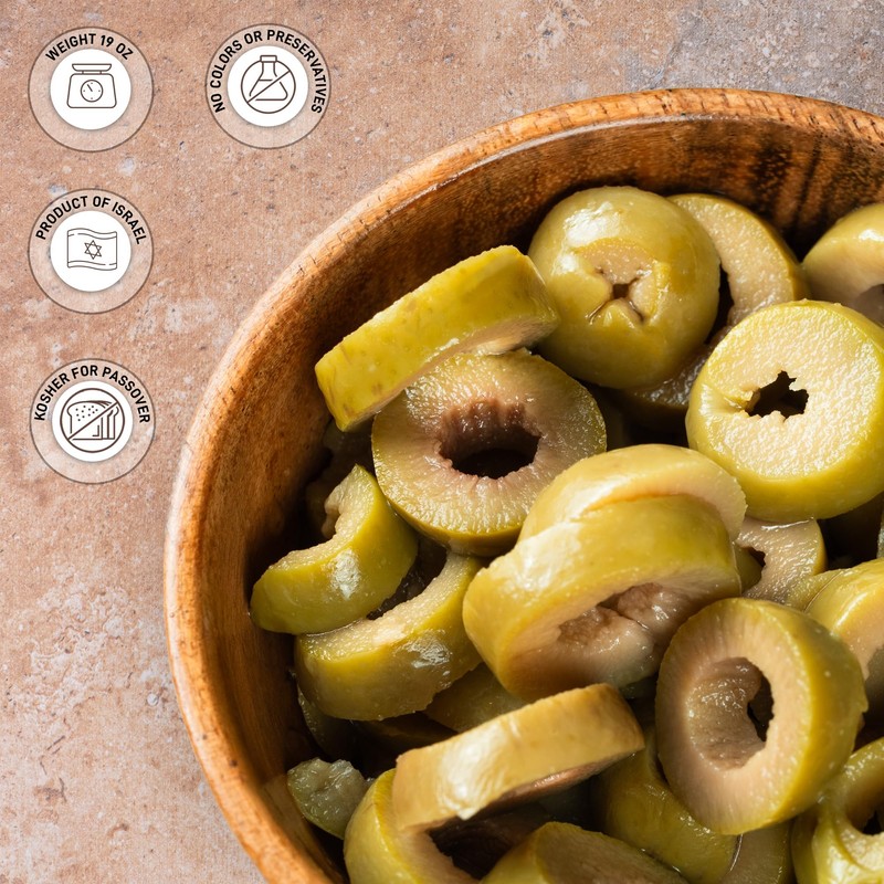 Premium Sliced Green Olives from Israel - 19 oz Sliced