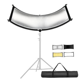 YUOCU Clamshell Light Reflector Diffuser with Carrying Bag, 70"x24"/180x60cm Photography Arclight Curved Lighting Reflector for Photo Video Studio Outdoor Shooting, Black/White/Gold/Silver (70"x24")