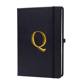 Business Notebook for Men Women, A5 Journal Notebook with A-Z , Dual-Sided Writing Paper Notebook with Dividers, Travel Journal for Teens, 200 Pages Leather Journal for Writing, Work, Meetings Black,Q