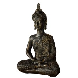 Zen Light Thai Buddha Figurine, Resin, Bronze, 10 x 23 x 30 cm
