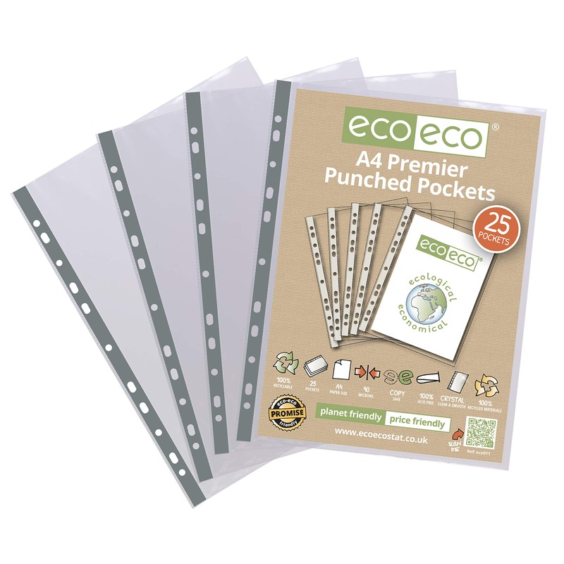 Lotus A4 Premier Punched Pockets-Ultra-Durable 90 Micron Transparent Poly Wallets