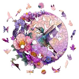 Jigfoxy Wooden Puzzle for Adults, Hummingbird Wooden Puzzle for Adults, Wooden Puzzle for Adults and Children, Unique Educational Toy in Animal Shape for Family Friends, L-34 x 32.6 cm, 280 Pieces