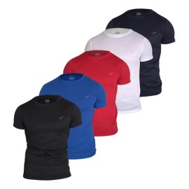 5 Playeras Deportivas Cuello Redondo Dry Fit Gym Hombre