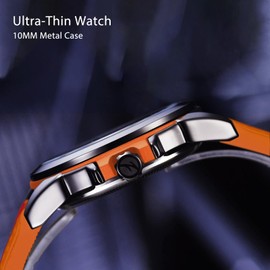 F.ZEGAO Waterproof Watch for Swimming, Military Watches for Men, Outdoor Analog Watch Men with Calendar Orange