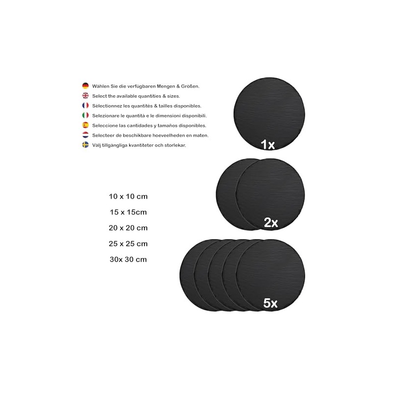 mtb more energy Set of 5 Slate Sign Plate Circle