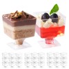 MATANA - 100 Small Plastic Dessert Cups 60ml, Square Clear