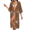 Lace Kimono for Women Sheer Beach Coverups Long Bathing Suit Cover up Summer Cardigans(Brown)