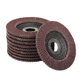 Goodway Serrated Discs Set of 10 | Diameter 115 mm x 22.23 mm | Grain 80 | Brown | High-Quality Abrasive Mop Discs for Stainless Steel, Metal and Wood
