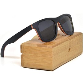 Black Canadian Maple Wood Sunglasses For Men and Women with Black Polarized Lenses